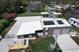 Rosewood Fire and Rescue Station featuring rooftop solar panels, 2021