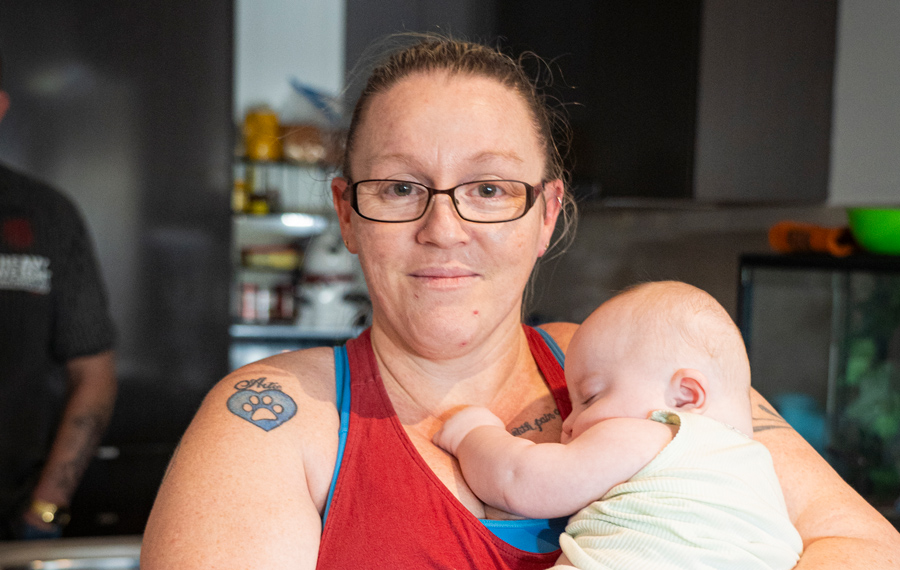 Rachel with her son Xavier in their Windsor unit